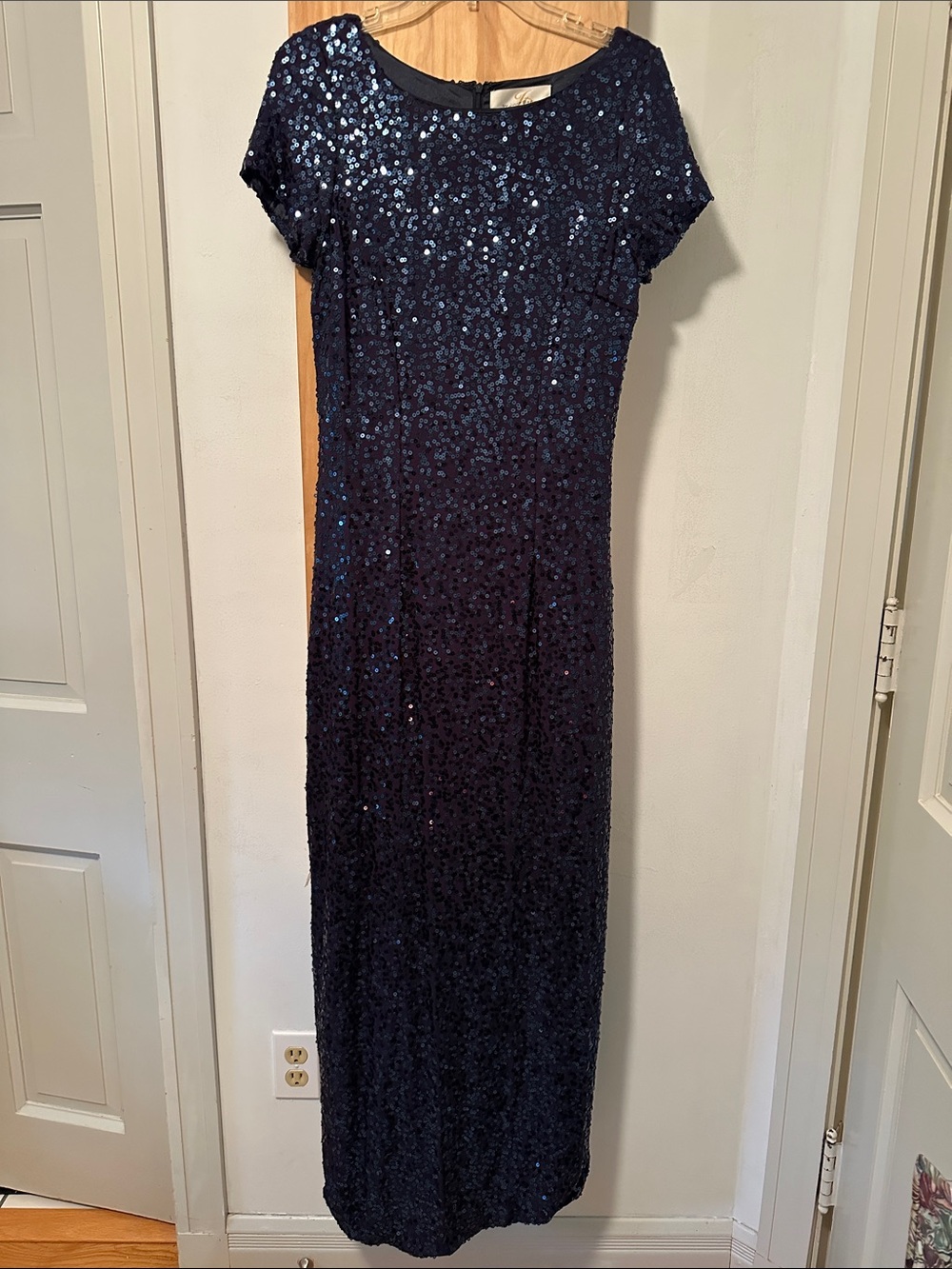 Julie Brown Elegant Navy Sequin Maxi Dress - Women Size M
